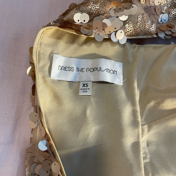 Dress the Population BROOKE gold low back sequin mini dress - Picture 5 of 9